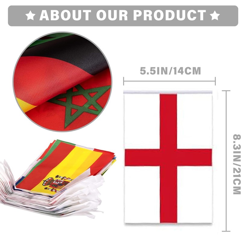 Countries Flags - 26ft/8m, Waterproof, Flags for home, Bar, Restaurant