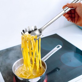 Yuanchu Spaghetti Spoon, 12 inch Pasta Fork Pasta Spoon Spaghetti Stainless Steel Pasta Spoon Heat Resistant Cooking Utensils Spaghetti Spoon