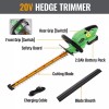 WORKPROX 20V Cordless Hedge Trimmer Electric Bush Shrub Trimmer for