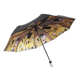 Fridolin Umbrella, black, inside print: Gustav Klimt - Der Kuss, multicoloured