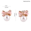 GRACE JUN Gold Plated bow-knot shape Pearl Clip on Earrings