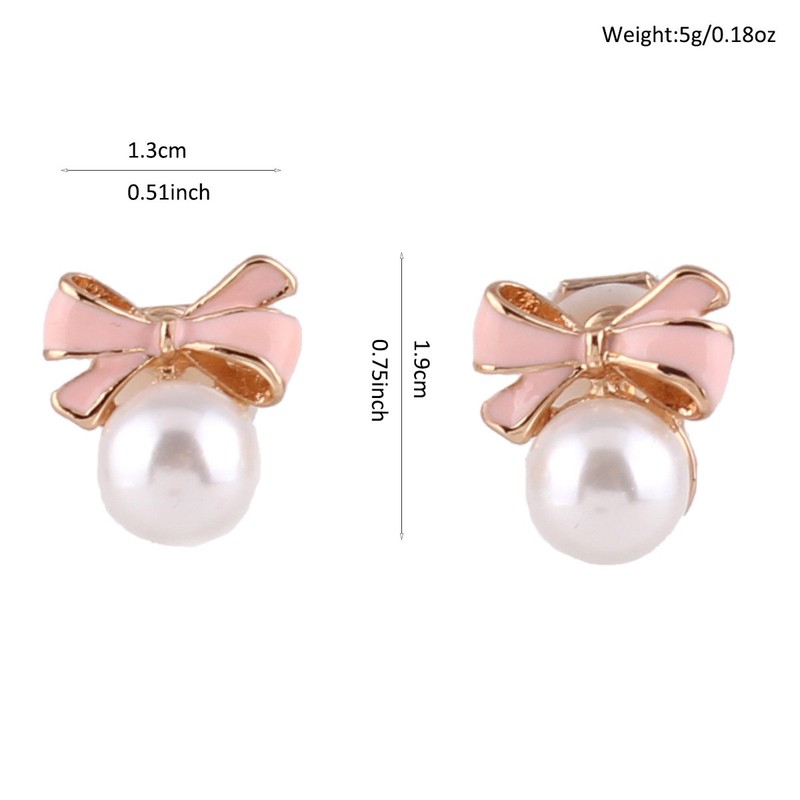 GRACE JUN Gold Plated bow-knot shape Pearl Clip on Earrings