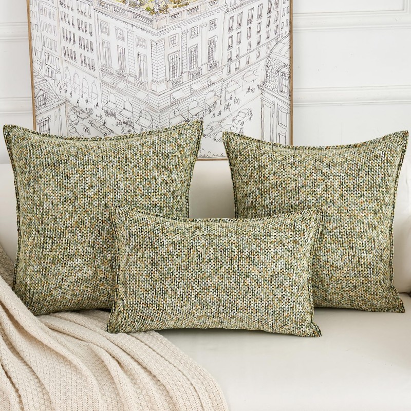 HERAYLI Premium Series Classic Tweed Throw Pillow Cover, Luxurious Chenille