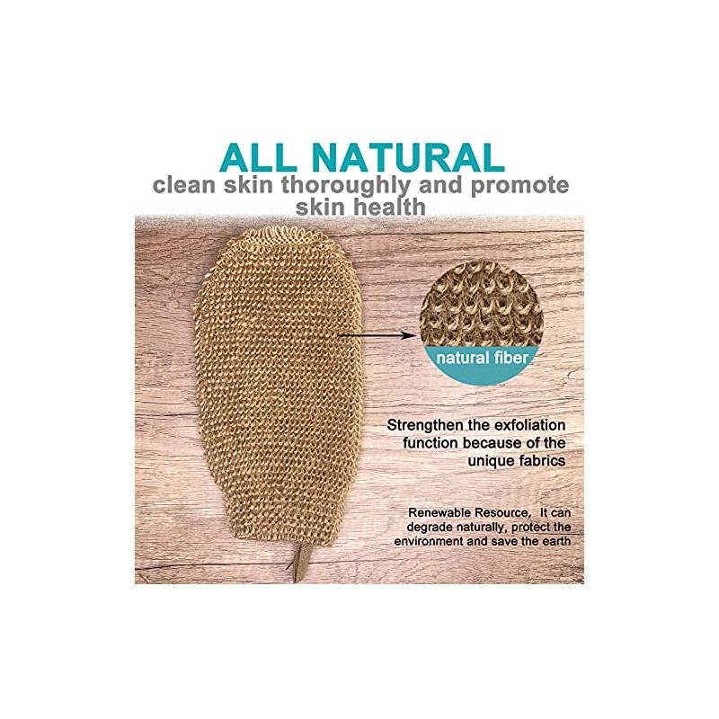 2 Pack 100% Natural Exfoliating Hemp Glove Mitt Mitten -
