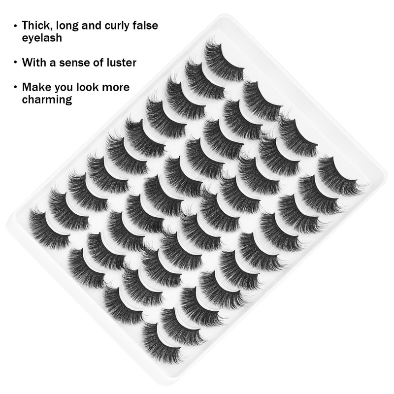 20 Pairs Makeup False Lashes Salon Long Curly Thick ThreeDimensional