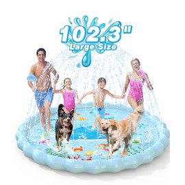 EPN Splash Pad, Extra Large Sprinkler Play Mat Fun for Kids, Thicker Summer Outdoor Water Toys Toddler Pool for 3-12 Years Old Children Boys & Girls (102.3")