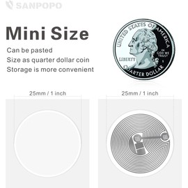 Sanpopo - 10 etiquetas NFC NTAG216, 25 mm de diámetro, memoria de 888 bytes, compatible con todos los teléfonos inteligentes y dispositivos habilitados para NFC