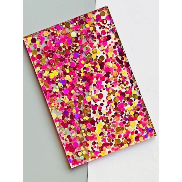 1/8" (3mm) Solid Cast Glitter Confetti Dots Clear Acrylic Craft