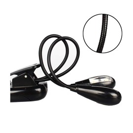 Double-Head Clip Light/Reading Light/Night Light Clip for Table, headboard and Computer, with switches on Both Ends, Two Brightness Options (Without Battery).