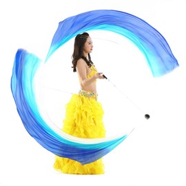 XChangeFun 2pcs 2.5x0.9M/98.43"x35.43" Multi-Color Dance Silk Veil Poi in Haka Dances and Polynesian Dances (Gradual Blue)