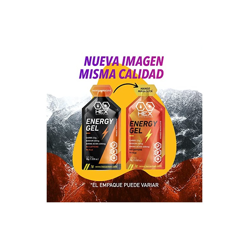 Hex Gel Energético Sabor Mango Maracuya - 1230G Paquetes