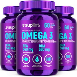Omega 3 de Aceite de Salmón 3420 mg – EPA, DHA y Vitamina E – Suplemento Natural para Corazón, Cerebro y Articulaciones – Sin Gluten, Sin OGM – 60 Cápsulas (3 Pack)