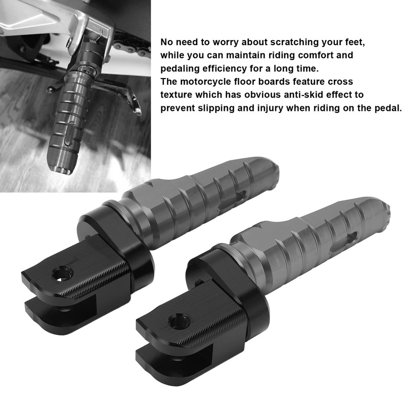 Front Footrests, Motorcycle Aluminium Alloy Foot Pegs Pedal Replacement Part
