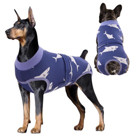 KOESON Recovery Suit for Dogs, Female Male Pet Surgery Onesie Post Spay Neuter, Professional Dog Abdominal Recovery Shirt with Pee Hole, Soft Surgical Bodysuit Anti-Licking, NavyBlueShark XL