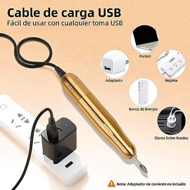 Pulidor de Uñas Profesional,Lima de Uñas Eléctrica Portátil,Velocidad Ajustable,Taladro para Uñas con kit de 10 Tipos Diferentes de Cabezales y Lijas,Drill para Uñas,para Manicura y Pedicura(Champán)