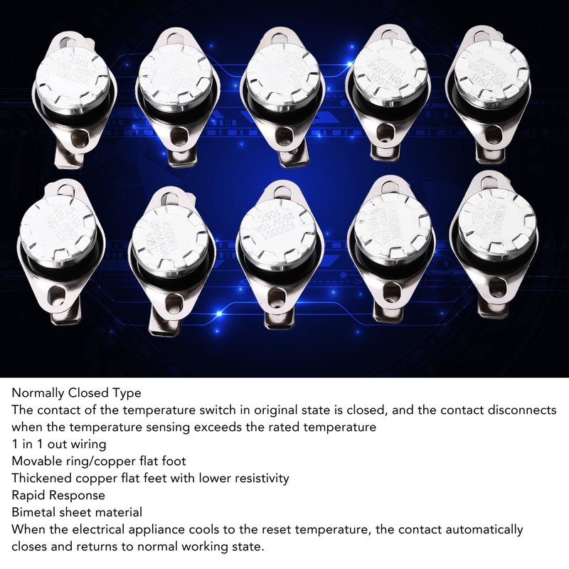 10 Pcs Thermal Switch KSD301 Normally Closed Thermostat Temperature Control