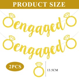 2 Pieces Engagement Banner,Engagement Party Decorations,Engagement Decorations,Engaged Banner,for Many Celebrations Such as Engagement Ceremonies,Weddings,Anniversaries,Valentine's Day (Gold)