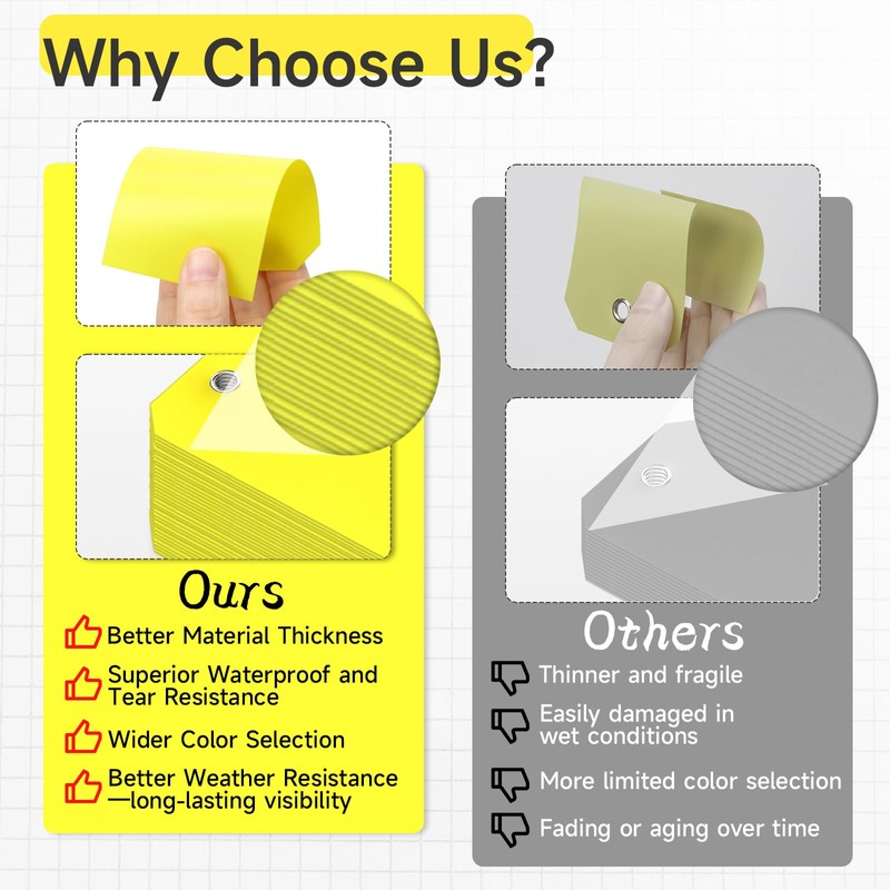 200pcs 120x60mm Yellow Threaded Labels Price Tags Plastic Emptied Rigid