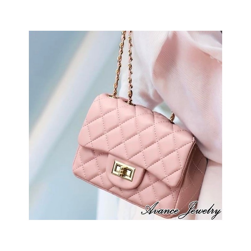 AVANCE Chain Bag, Cross-body, Shoulder Hanging, Black, Beige, Pink, White,