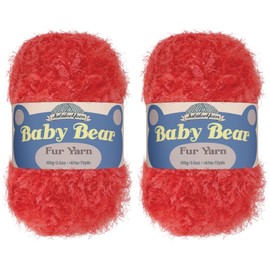 JubileeYarn Baby Bear Yarn - Chunky Weight Polyester Fur - 100g/Skein - Candy Red - 2 Skeins