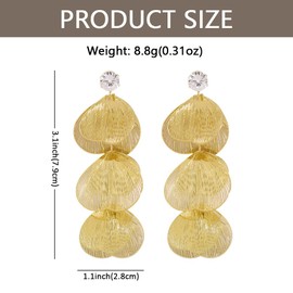 FDEETY Women's Metallic Ginkgo Biloba Earrings Fashion Diamond Tassel Design Leaf Drop Earrings Hypoallergenic Earrings Style Novelty, Copper