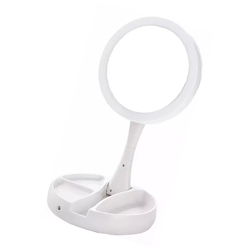 Foldable Makeup Mirror Round Vanity Mirror With LED Light 10X