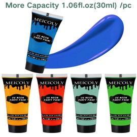 MEICOLY Glow Blacklight Face Body Paint Set,Neon Face Paint Kit,1.06x9oz/Box with Sponges,Blacklight Reactive Paints,Glow in the Dark Body Paint Neon Party Supplies,Neon Fluorescent Face Paint Makeup