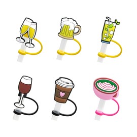 EPLUSER 6Pcs Silicone Straw Toppers, Reusable Drinking Straw Caps Lids,Straw Toppers for Tumblers, Dust-Proof Straw Plugs for Straw Tips for Cup Straw Accessories (Drink Straw Cover), 8mm