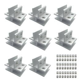 Gxeabg 8 PCS T Shape Glass Clamp, Aerometal Connector, Shower Door Brackets, Clip Holder for 10-12mm Thickness Glass, Adjustable Wood/Glass Shelf Bracket for Laminate Cabinet