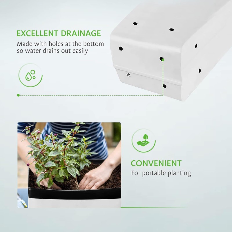 Zenrok 50-Pack 3 Gallon Grow Bags, Black & White Panda
