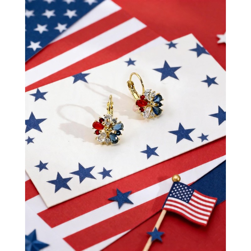 Elaximn Vintage 14K Gold Plated Flower 4th of July Independence