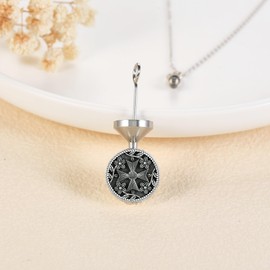 URONE Cross Urn Necklace for Ashes Sterling Silver Cross Flower Pendant Cremation Keepsake Memory Jewellery for Women