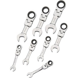 Dynamic Tools D076607 SAE Stubby Flex Head Combination Ratcheting Wrench Set (8 Piece), 5/16" to 3/4"