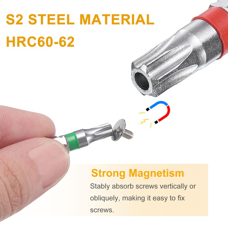 sourcing map 2pcs Torx Screwdriver Bit T30H 1/4" Hex Shank