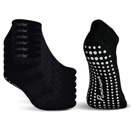 Pembrook Non Slip Grip Yoga Socks | Non Skid Hospital, Barre, Pilates, Maternity, Ballet, Women & Men (6 Pairs)