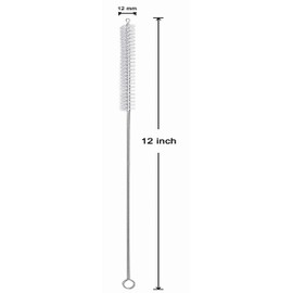 AFUUFA Straw Brush Set 10 Pieces Tube Cleaner Extension 12 Inch Diameter 12mm for Multiple Size Pipes Nylon Bristles Stainless Steel Handle