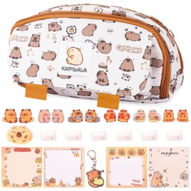Jokureao Cute Capybara Pencil Case Capybara Stationery Set, Multi-Layer Organizer Durable Capybaras Bag School Supplies for Kids, Students, Office, Travel, Makeup, Gifts