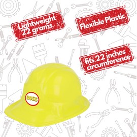 TC Toys Kids Construction Hats 12 Pack Yellow - BOSS Builder Helmets Party Set - Childrens Toy Hard Hats Bulk