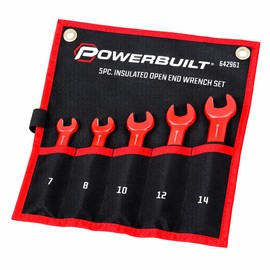Powerbuilt 5-Piece Open End Insulated VDE Wrench Set, Rated for 1000V, Sizes 7mm-14mm, Electric and Hybrid Vehicles, Home Electrical and Car Repair - 642961