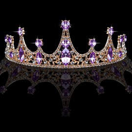Canitor Purple Tiaras Crowns for Women Girl Rapunzel Costume Bridal Headband Queen Princess Quinceanera Head Pieces for Wedding Birthday Prom Pageant Party Hair Accessories