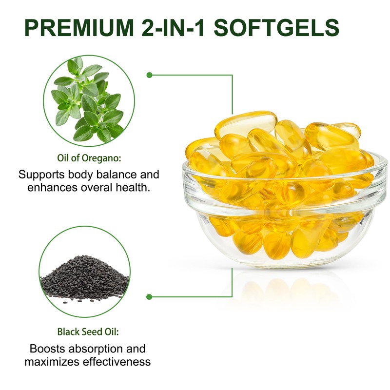 YEJEON Organic Oil of Oregano Capsules with Black Seed Oil