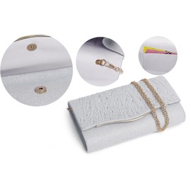 MUDUO Glitter Clutch Purses for Women Evening Bags and Envelope Handbags Prom Purse (309 Silver)