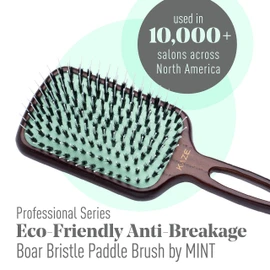 Professional Series Eco-Friendly Boar Bristle Paddle Hair Brush for Women by MINT | Anti-Breakage Detangling Brush Great for Color-Treated Hair, Extensions and All Hair Types | Hand-Crafted Wooden Handle with Removable Washable Bristle Pad