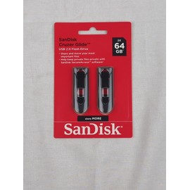 SanDisk Cruzer Glide 64GB 2.0 USB Flash Drive - Set of 2, BLACK/RED