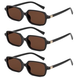 ELITERA Retro Polarized Sunglasses for Womens - Men Trendy Rectangle Sunglasses Vintage Style Small Sunnies(3pc Tea,50mm)