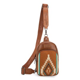 Wrangler Aztec Sling Bag for Women Western Knitted Crossbody Purse and Chest Bag With Adjustable Strap AR-WG174-210BR
