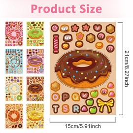 Donut Aufkleber Diy Bastelaufkleber Niedliche Donut Sticker Scrapbook Album Aufkleber Vinyl Wasserfest Aufkleber Geeignet für Tagebuch, Kühlschrank, Thermosbecher, Gepäck