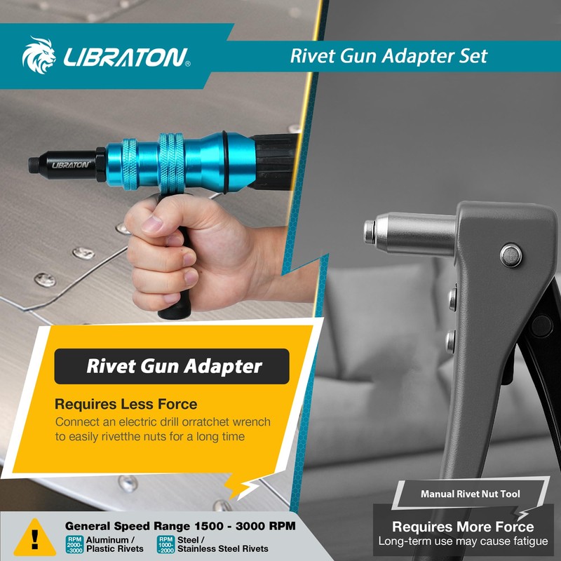 LIBRATON Rivet Gun Adapter, Rivet Gun Adapter for Electric Drill,