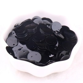 Round Sequins 10 mm, Sequins for Crafts, Sequins with Hole, Craft Sequins Spangles, PVC Sequin Flakes, for DIY Making, Clothing, Crafts, Sewing, Jewellery Decoration, Approx. 1120 Pieces, Black