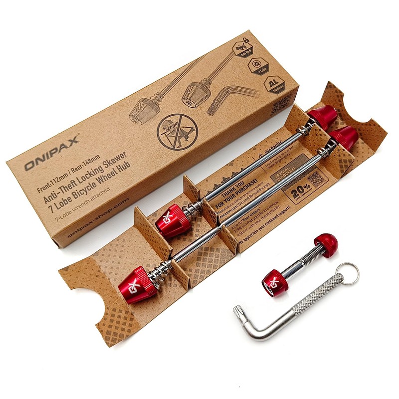 ONIPAX Anti-Theft Locking Skewer 7 Lobe Bicycle Wheel Hub (Red